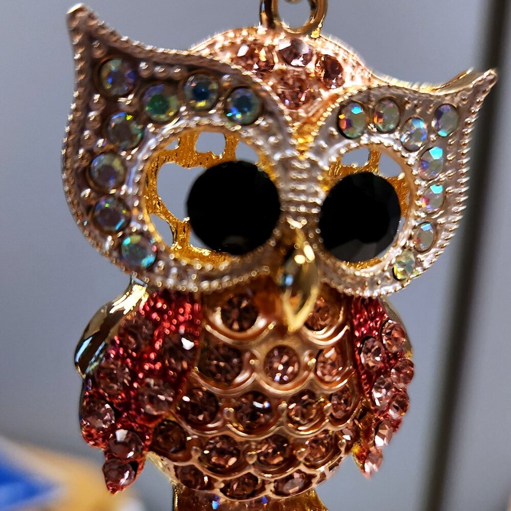 Owl Bag Charm - Sparkly Bling - Brand New - Picture 3 of 3